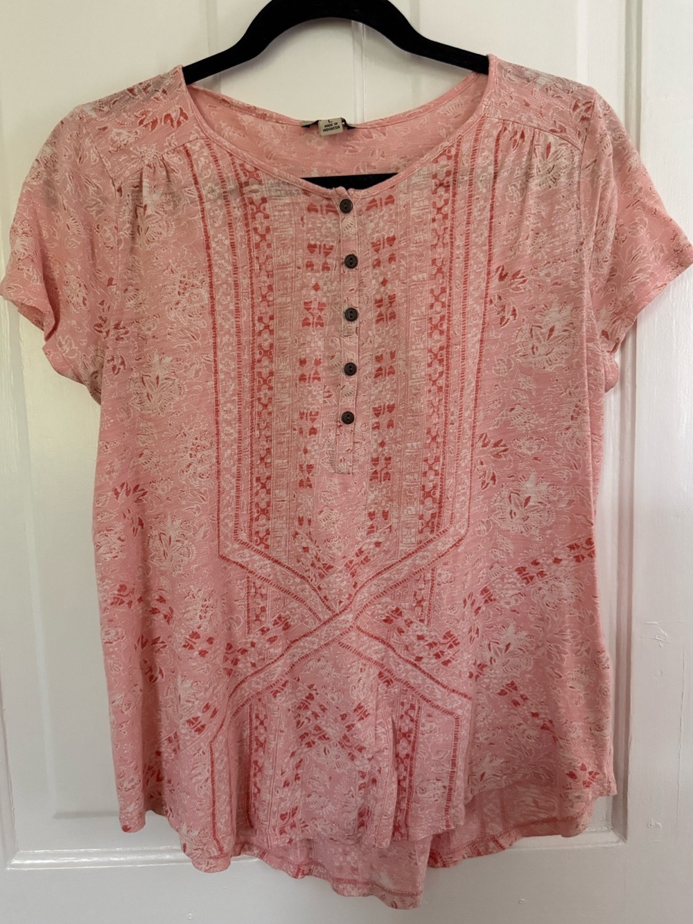 Lucky Brand Women's Pink Short-Sleeve Top - Size L